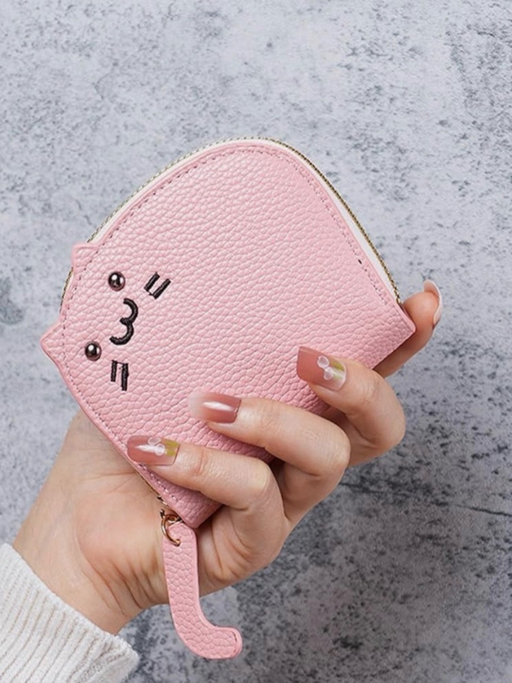 Cat-Themed Coin Purse with PU Card Holder.